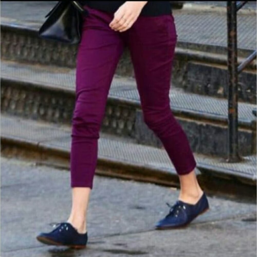 J.CREW Maroon/ Red Frankie Skinny Ankle Stretch Chino Pants 0P